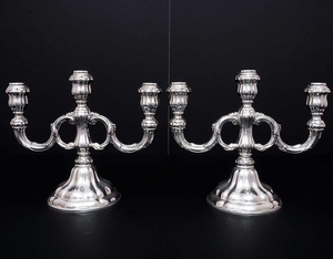 A pair of three-arm Candelabras - .925 silver - America - mid 20th century