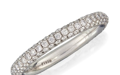 A platinum and diamond eternity band set with micro...