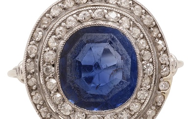 A sapphire and diamond-set cluster ring