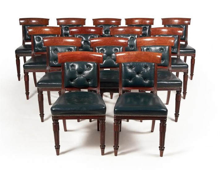 A set of fourteen William IV mahogany dining chairs, of British Government and Royal interest, circa 1835