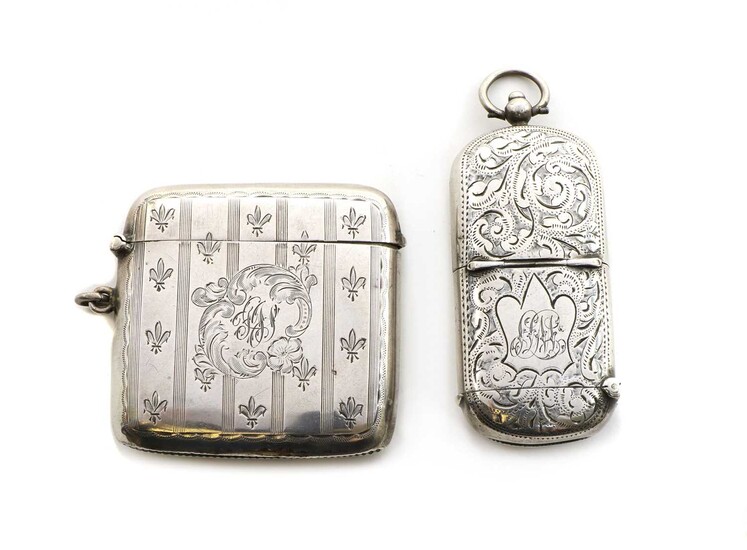 A silver combination sovereign and vesta case