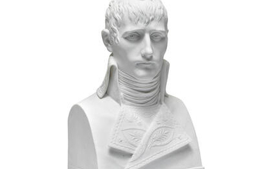 A very rare Paris, Dihl et Guérhard, biscuit porcelain bust of Napoleon Bonaparte (French, 1781–ca. 1824) as First Consul, circa 1800