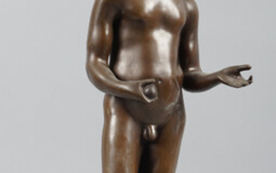 AFTER CONRAD MEIT, BRONZE NUDE FIGURE OF ADAM HOLDING AN APPLE, PROBABLY 19TH/20TH CENTURY