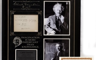 ALBERT EINSTEIN SIGNED SET OF MATHEMATICAL CALCULATIONS with the...