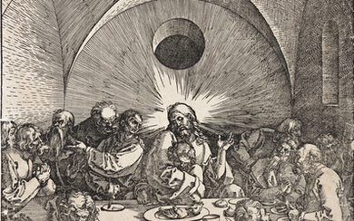 ALBRECHT DÜRER The Last Supper. Woodcut, 1510. 394x287 mm; 15 1/2x11 3/8 inches....