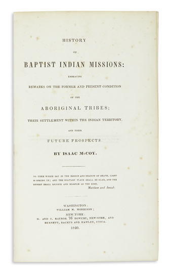 (AMERICAN INDIANS.) Pair of books on American Indians. 8vo, various bindings and conditions....