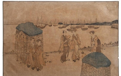 AN ANTIQUE JAPANESE WOODBLOCK PRINT, 19TH C.