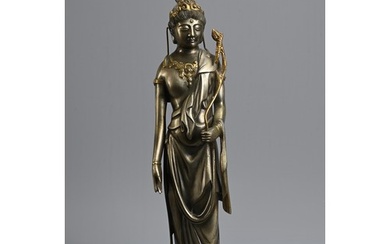 AN EARLY 20TH CENTURY JAPANESE BRONZE OF THE HOLY KANNON BY ...