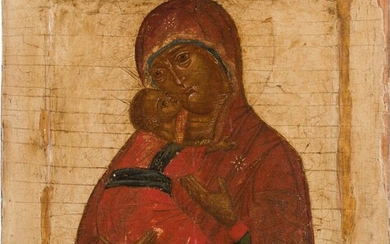 AN ICON SHOWING THE VLADIMIRSKAYA MOTHER OF GOD Russian,...
