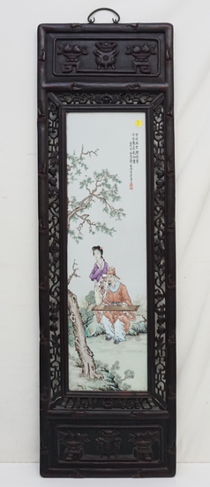 ANTIQUE CHINESE HAND PAINTED PORCELAIN PLAQUE