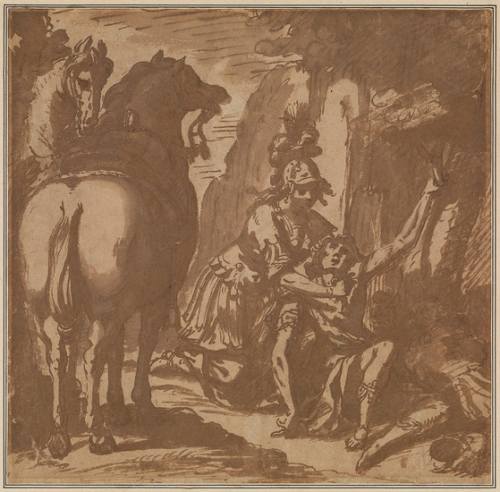 ANTONIO TEMPESTA (ATTRIBUTED TO) (Florence 1555-1630 Rome) Erminia and the Shepherd. Pen and...