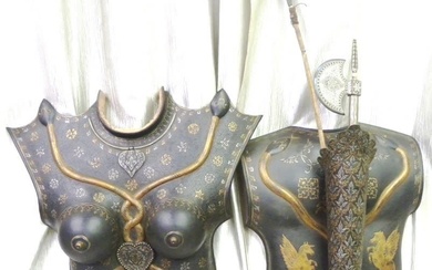 ARMOR MUSEUM LEVE MILITARY FEMALE WARRIOR CHEST PLATES SNAKE FIGS....
