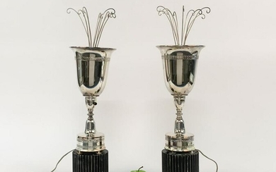 ATTR: PAIR TOMMI PARZINGER SILVERPLATE TABLE LAMPS