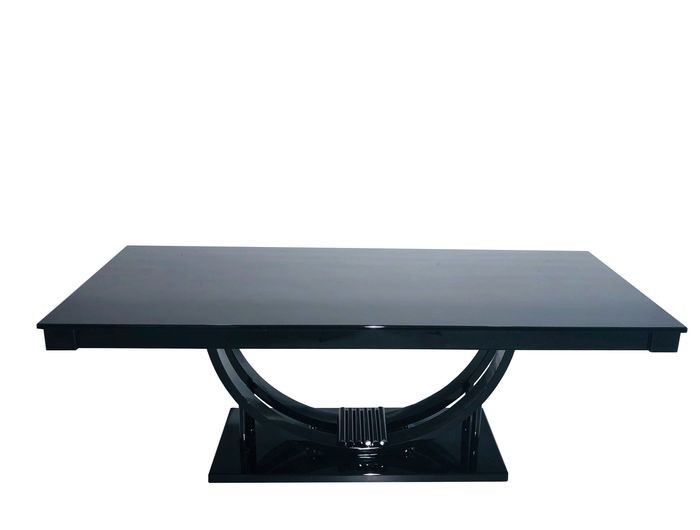 Adolf Loos Style Art Deco Dining Table in High Gloss Black