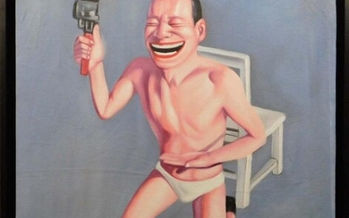 After Yue Minjun: Smiling Man with Wrench