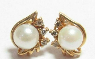 Akoya Pearl Diamond 14kt Gold Earrings