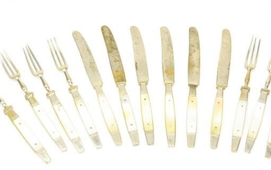 Alfred Behner MOP Inlaid Cocktail Knives & Forks