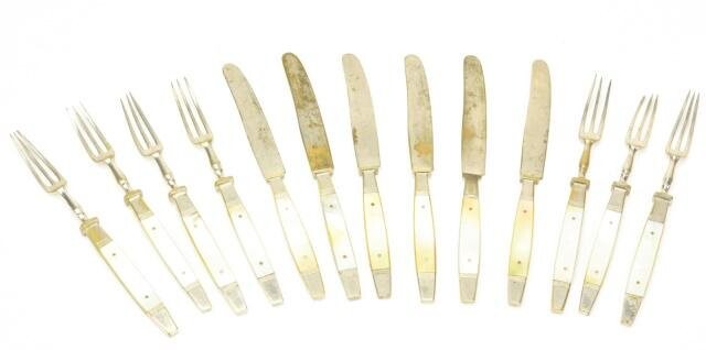 Alfred Behner MOP Inlaid Cocktail Knives & Forks
