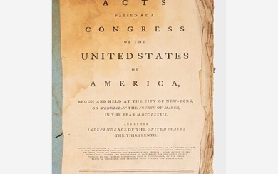 [Americana] Acts Passed at a Congress of the United States of America, Begun and Held at the City of New-York, on Wednesday the Fourth of March...Being the Acts Passed at the First Session of the First Congress