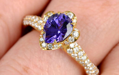 An 18ct gold tanzanite and diamond ring, by Kat Florence.