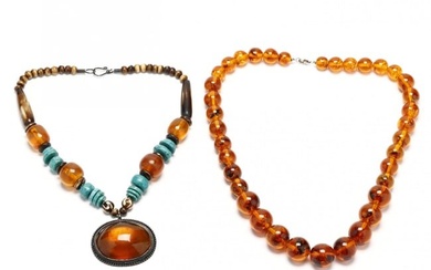 An Amber Necklace and a Mixed Bead Necklace