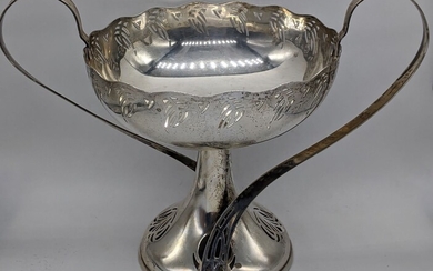 An Arts and Crafts silver tazza by WMF, twin...