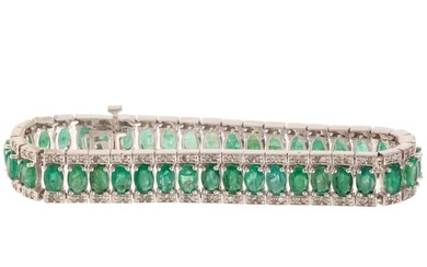 An Emerald & Diamond Line Bracelet in 14K