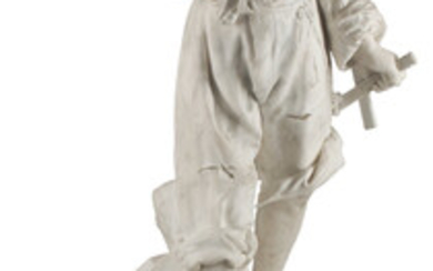 An Italian Carrara Marble Figure of a Boy on Green Marlble BAse