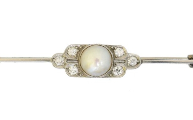 An early 20th century split pearl and diamond brooch