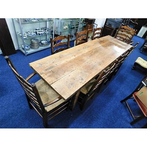 An impressive 18thC. elm farmhouse refectory table, 8ft 2in ...