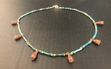 Ancient Egyptian Faience Brownish Poppy Seed Amulets necklace - (1)