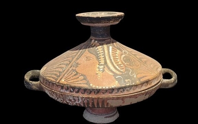 Ancient Greek Ceramic Lekanis S.IV BC, Magna Grecia EX-BONHAMS with TL - 19×27×19 cm - (2)