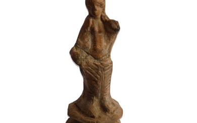 Ancient Greek Terracotta Aphrodite figure with pedestal - 140×55×0 mm - (1)