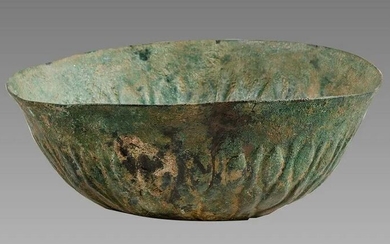 Ancient Persian, Achaemenid Bronze Decorated bowl - (1)