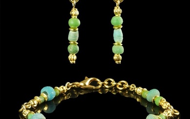 Ancient Roman Bracelet and Earrings with glass beads