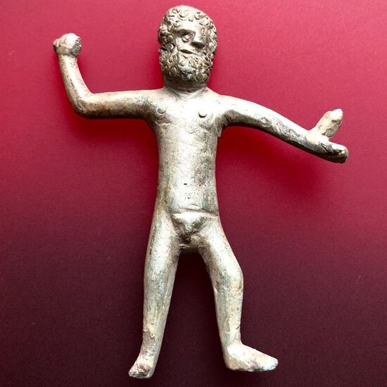 Ancient Roman Bronze Figurine of the Supreme God in their Religious Pantheon Zeus- the Thunderer in a Curious Style!