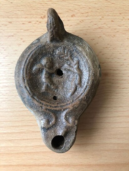Ancient Roman Terracotta Lamp with eros