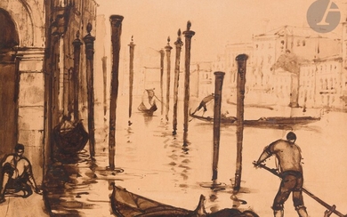 André MAIRE (1898-1984)Venise, les gondoliers, 1927Encre et lavis d’encreSignée et datée en bas à gauche27,5...
