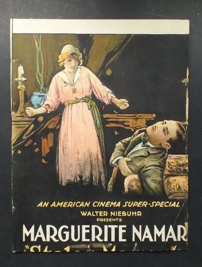 Antique 1920 Silent Film Poster Stolen Moments, Rudolf Valentino, Marguerite Namara