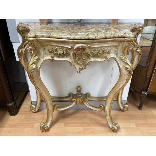 Antique 19th century French painted and raised gilt gesso ma...