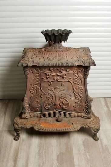 Antique American Cast Iron Wood Fireplace