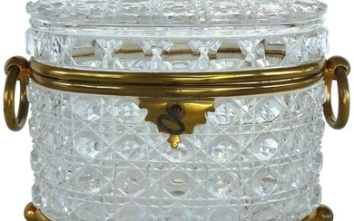Antique Baccarat Cut Crystal Bronze Mounted Footed Oval