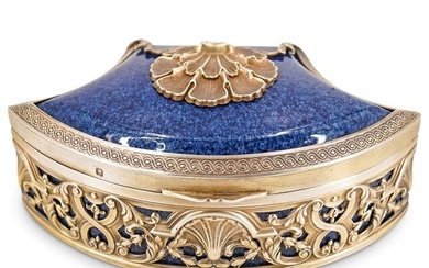 Antique French Sevres Porcelain & Sterling Silver Trinket Treasure Box