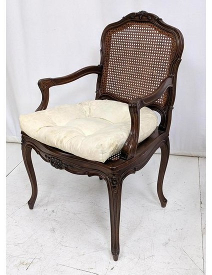 Antique French style Arm Side Chair. Cane back and seat