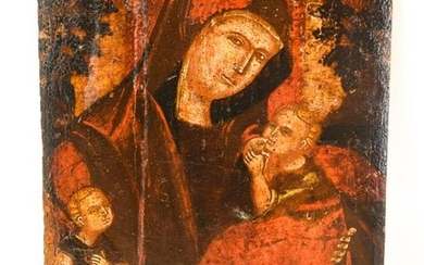 Antique Russian Madonna W Infant Jesus & St John