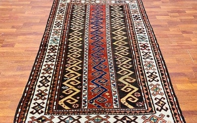 Antique Strip design Kazak Caucasian rug-1475