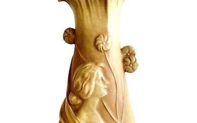 Art Nouveau Majolica Ceramic Vase