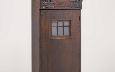 Arts & Crafts Hand-Carved Book Lovers Cabinet c1905