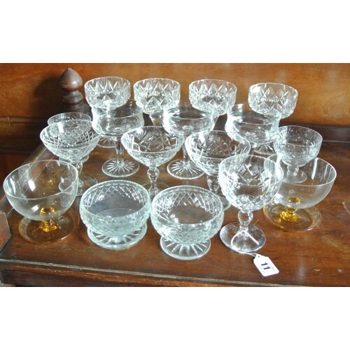 Assorted lot of crystal champagne or sundae glasses with sha...