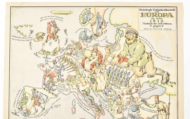 [Atlas et cartes] [Cartes caricaturales] Frühjahrsübersicht von Europa im Jahre 1915 Hamburg, Verlag Lucas Gräfe....